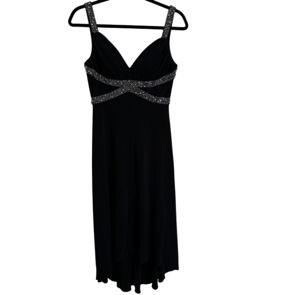 Vintage Cachet Beaded High Low Dress Black Y2K Formal Prom Gown 6